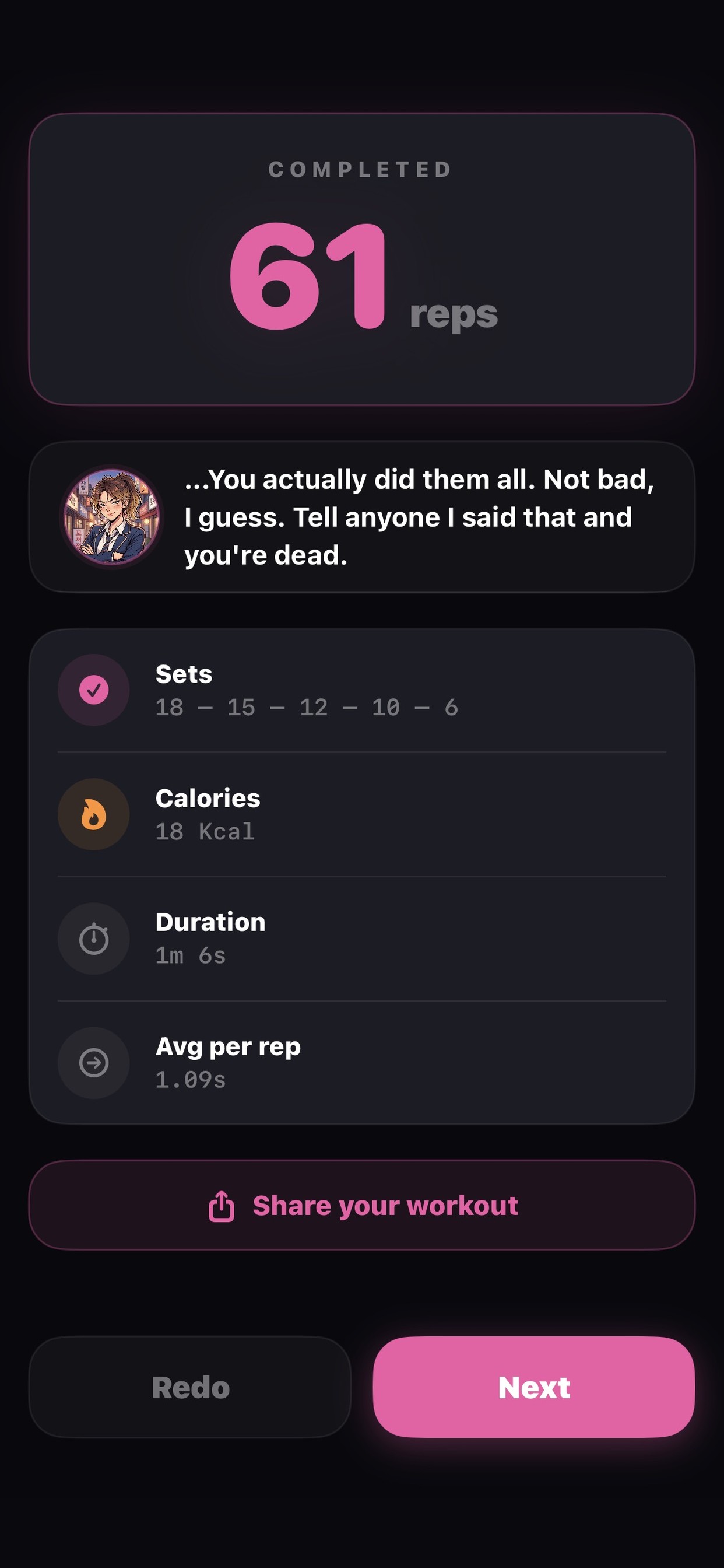 Done screen