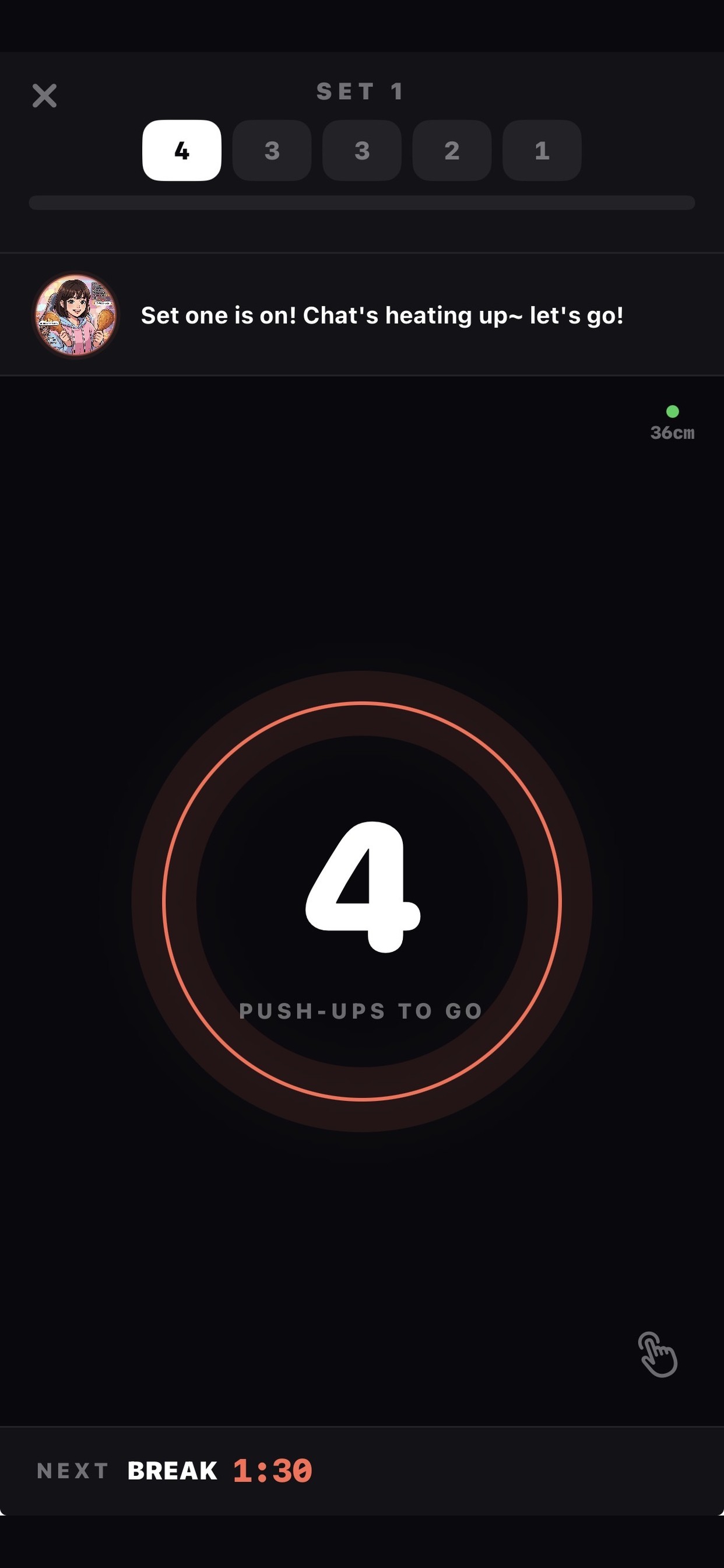 Workout screen
